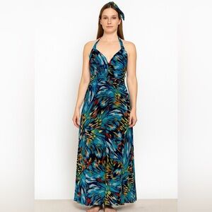 P Luca Milano Colorful Maxi Halter Dress Women’s Medium